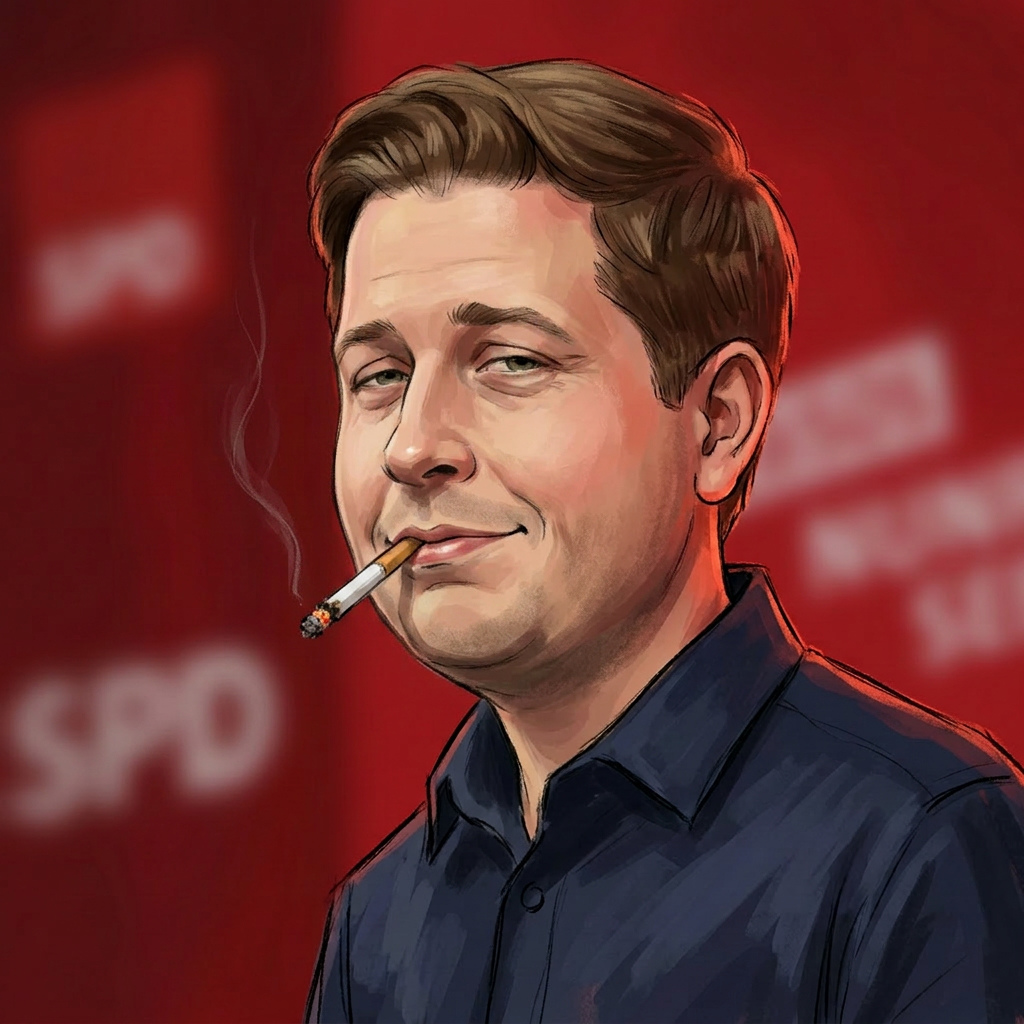 Kevin Kühnert – satirische Karikatur